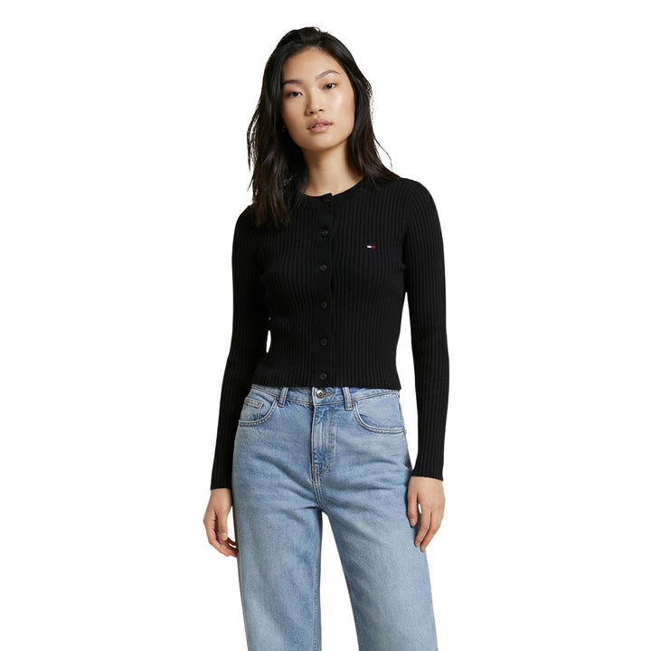 Image 1 : Cardigan femme noir Tommy Hilfiger Jeans manches longues, vue de face — Delvale