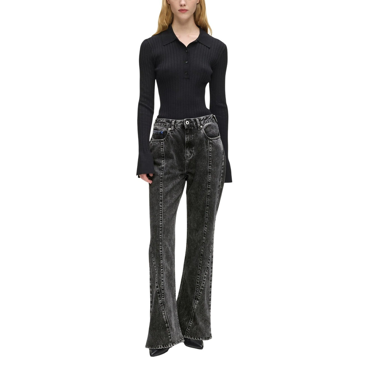Image 1 : Jean noir femme Karl Lagerfeld coupe regular en coton — delvale