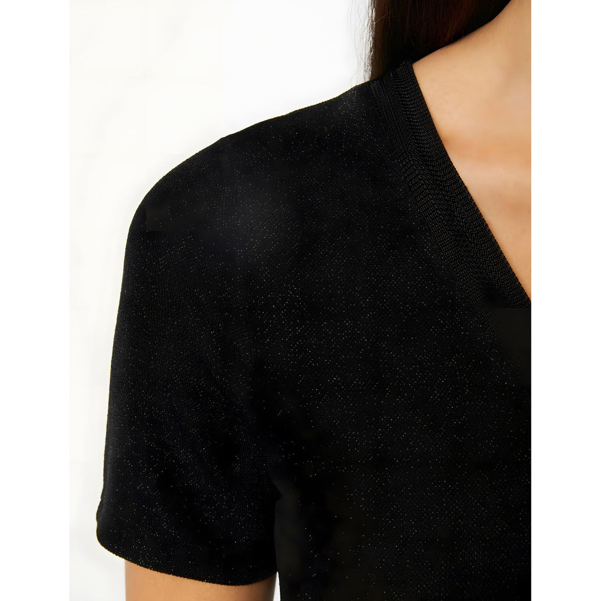 Image 2 : Détail col V t-shirt noir Morgan De Toi manches courtes femme — delvale