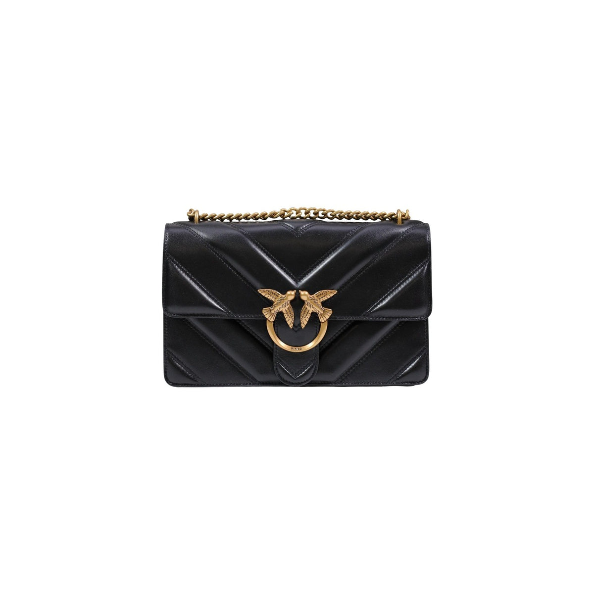 Image 1 : Sac à main Pinko noir en cuir véritable avec fermeture crochet et double portage — Delvale