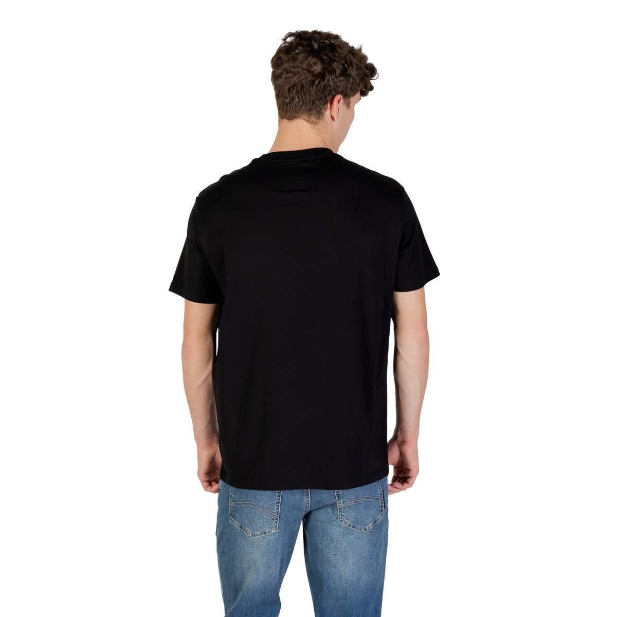 Image 2 : T-shirt Armani Exchange homme noir imprimé, détail du motif et de la coupe — Delvale