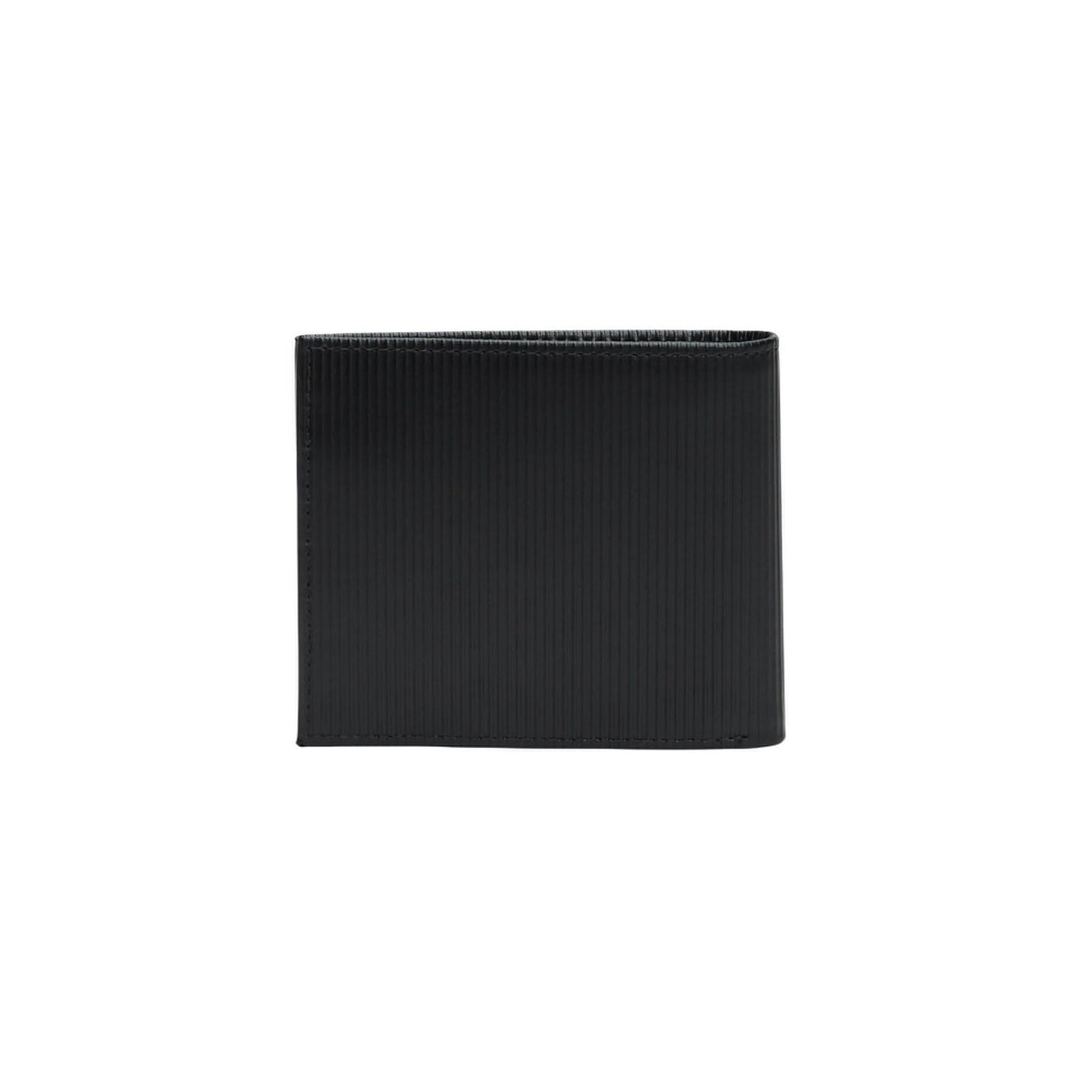 Image 2 : Portefeuille Tommy Hilfiger homme noir bifold en cuir, détail de la texture côtelée et des coutures — Delvale