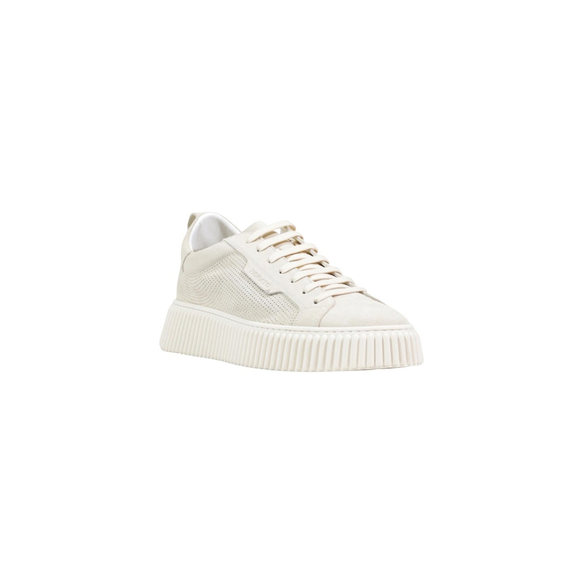 Baskets Antony Morato homme beige cuir perforé motifs relief semelle blanche vue avant