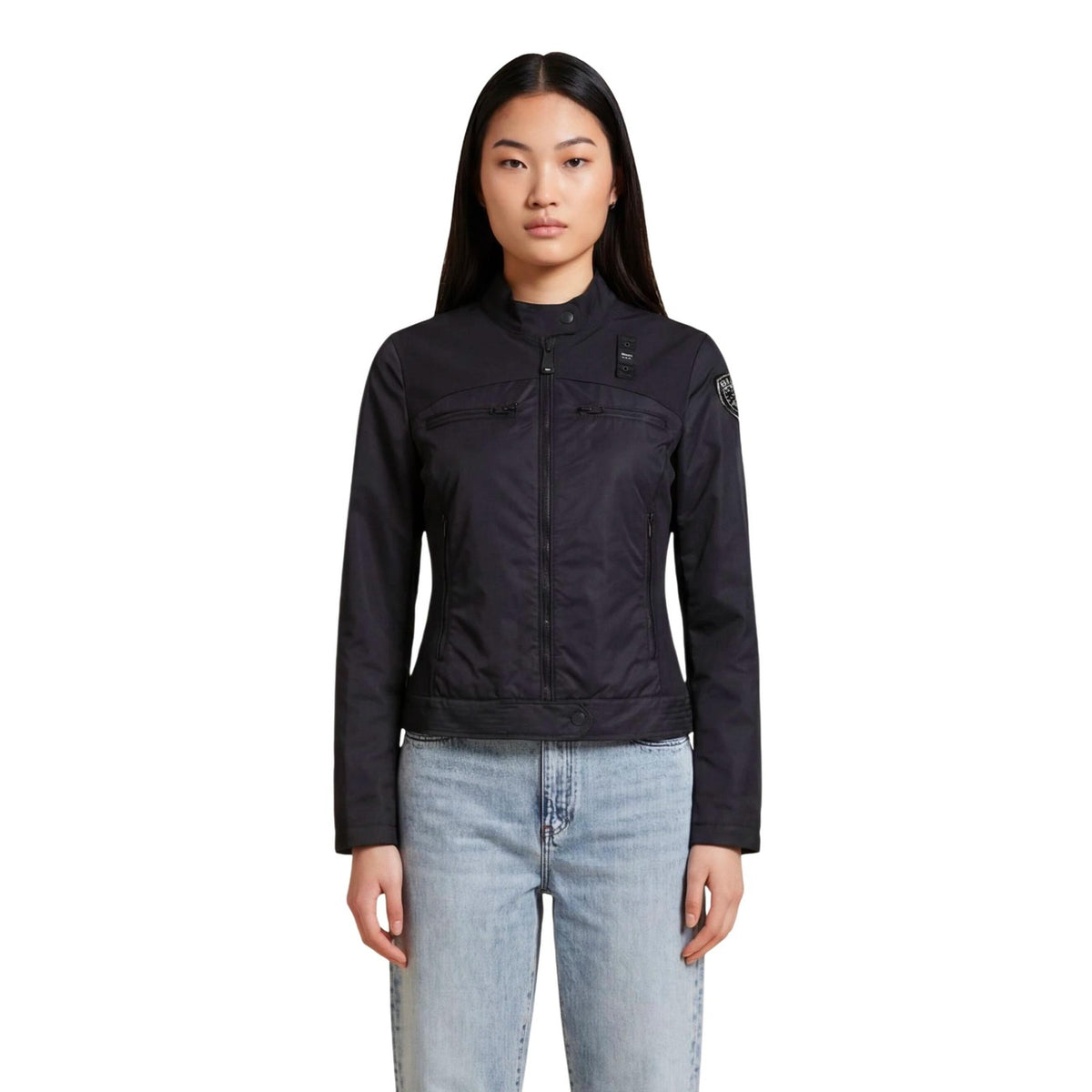 Image 3 : Détail veste Blauer femme noire avec poches frontales — delvale