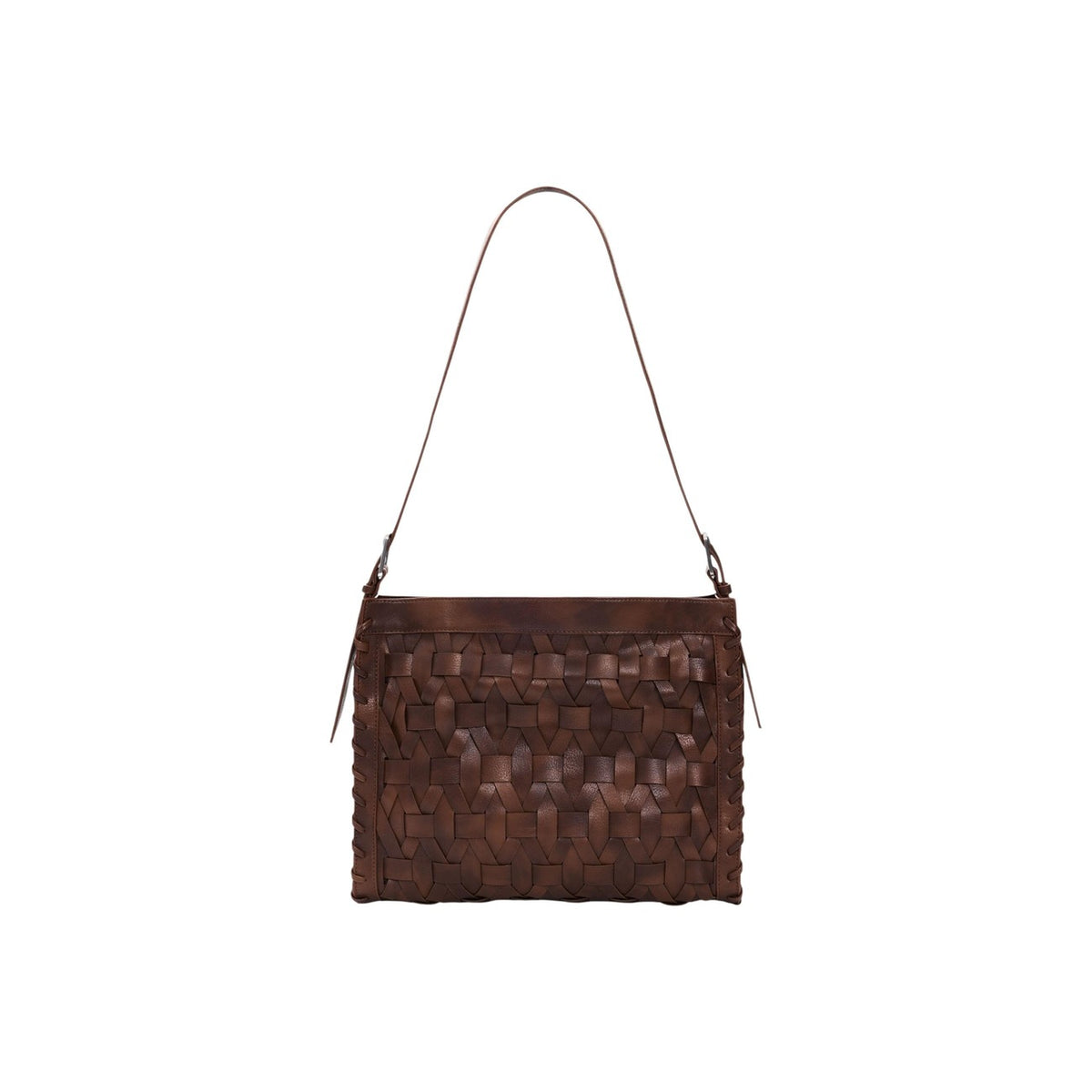 Image 3 : Vue d'ensemble du sac Desigual bandoulière femme marron avec finitions signature et motif maille — Delvale