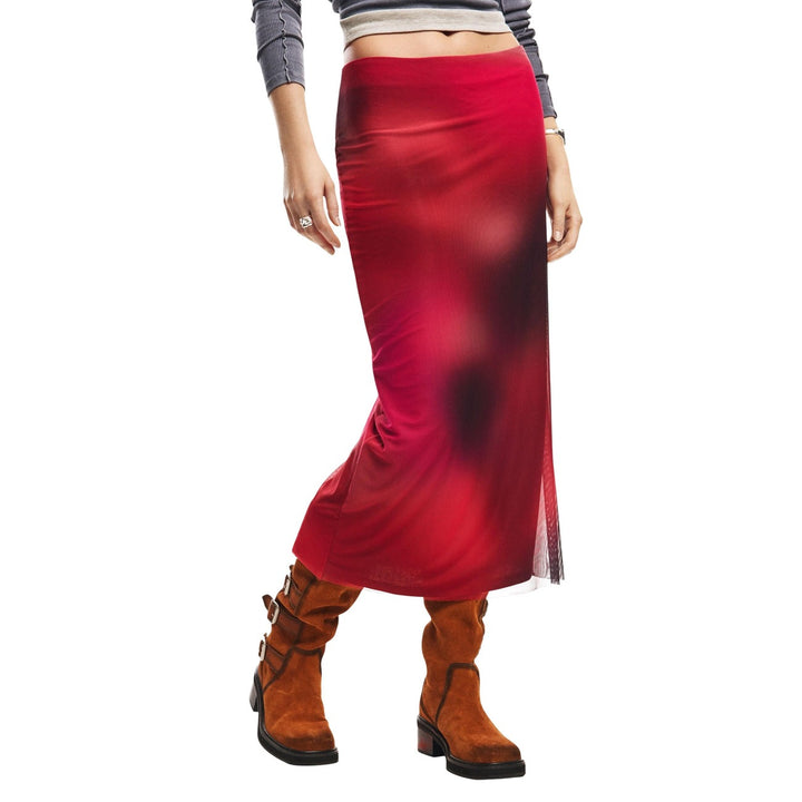 Image 1 : Jupe Desigual femme rouge aux motifs colorés vibrants — delvale