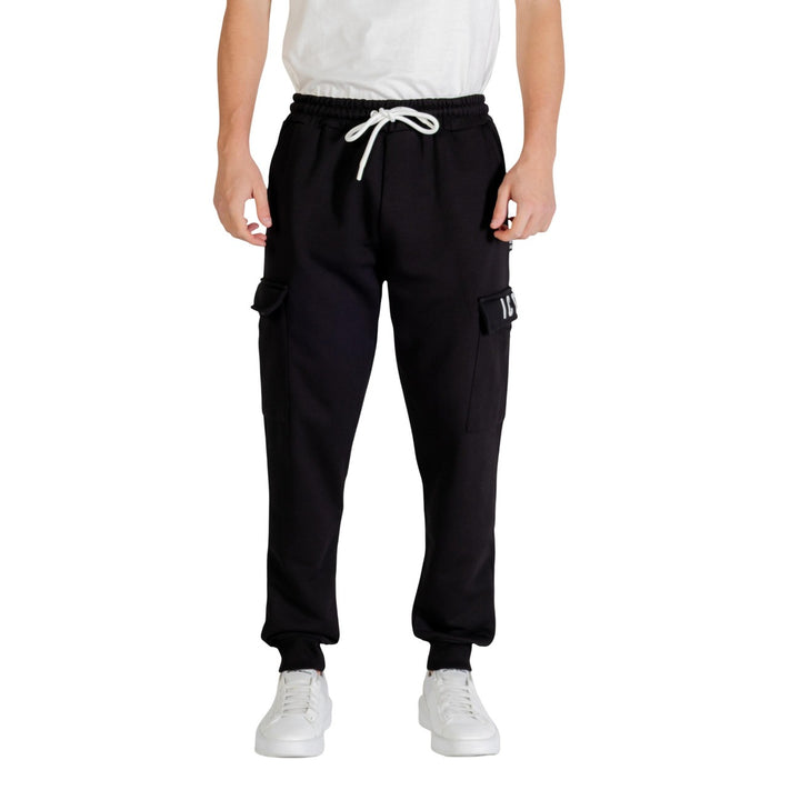 Image 1 : Pantalon Icon homme noir en coton polyester, vue de face — delvale