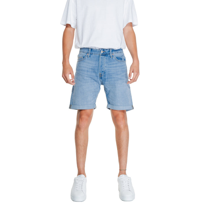Image 1 : Bermuda homme Jack & Jones bleu avec fermeture zip et bouton, vue face — delvale