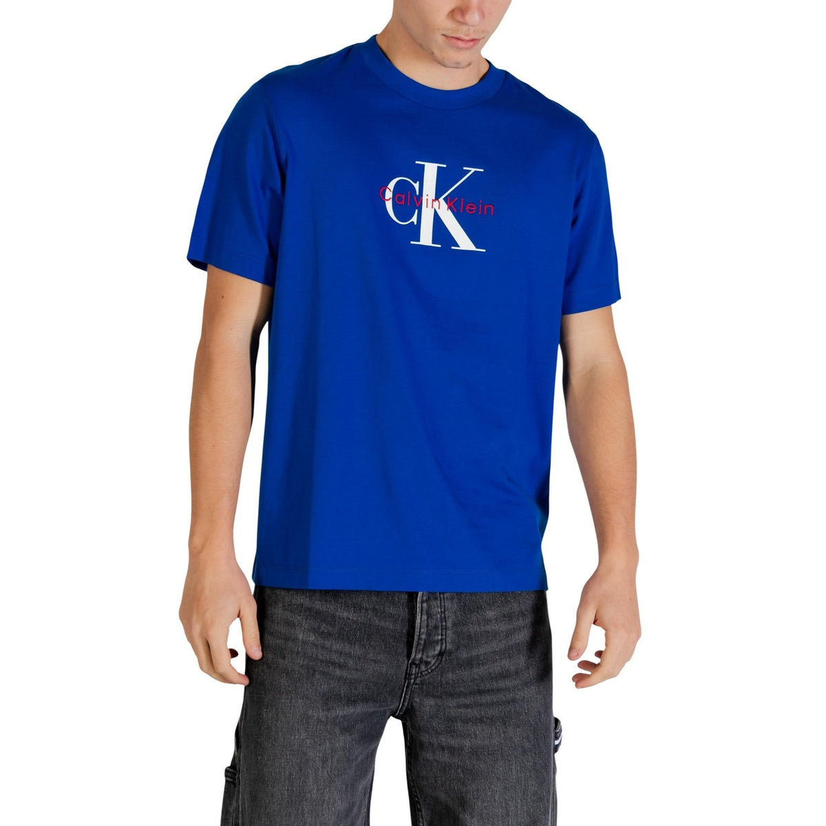 Image 2 : Détail t-shirt Calvin Klein Jeans homme bleu en coton — Delvale