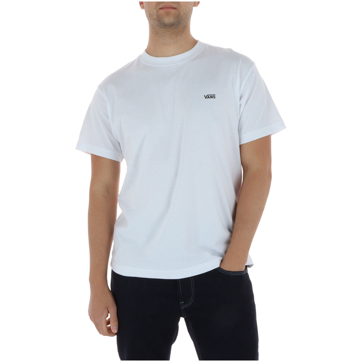 Image 1 : T-shirt Vans homme blanc col rond manches courtes, vue de face — delvale