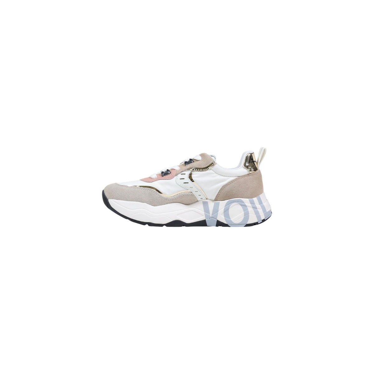 Image 3 : Vue arrière baskets femme Violet Blanche beige chamois nylon cuir — Delvale