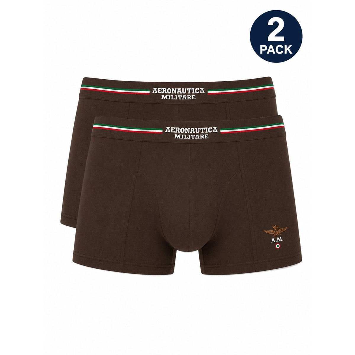 Image 4 : Détail broderie aigle doré et logo A.M. sur boxer Aeronautica Militare noir homme — Delvale