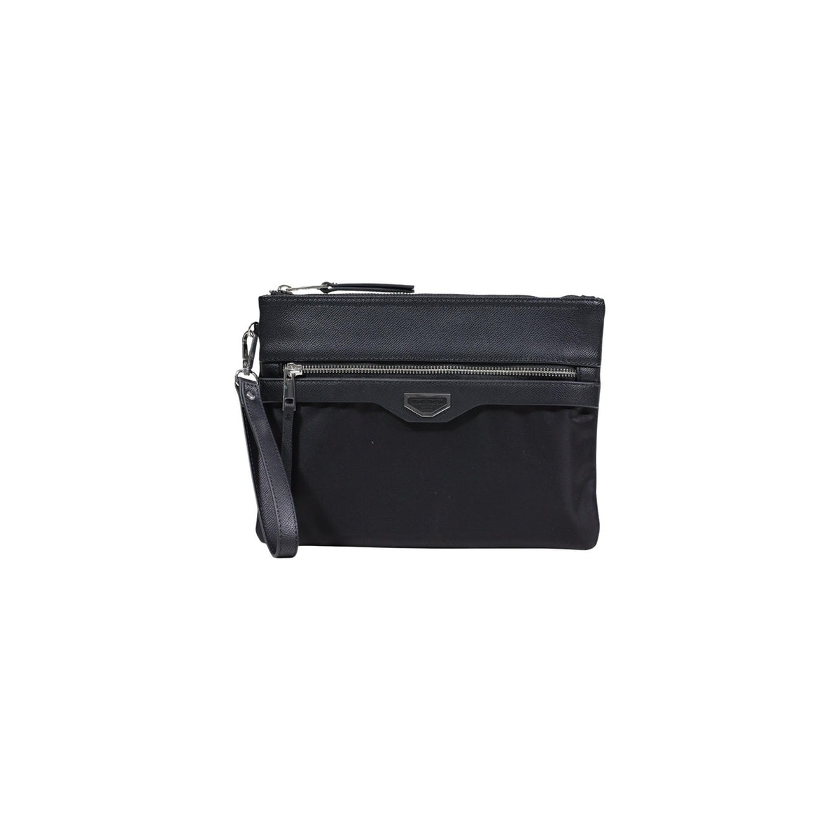 Sacoche pochette Antony Morato homme noire – vue de face nylon et simili grainé