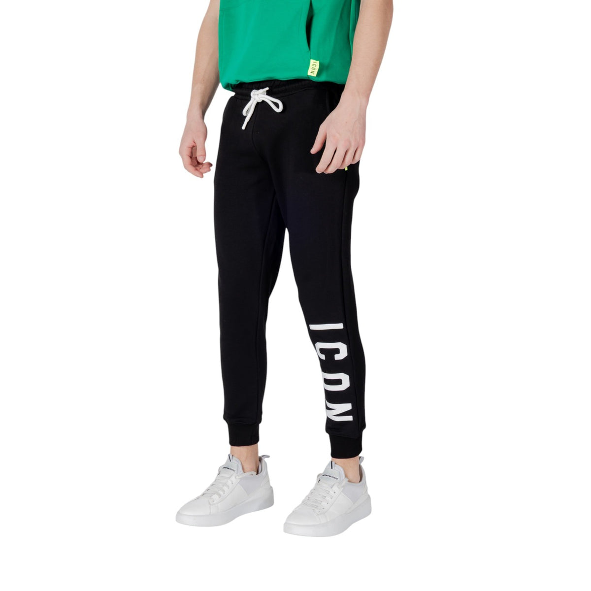 Image 3 : Vue complète du pantalon Icon homme noir rayé, style décontracté urbain — delvale