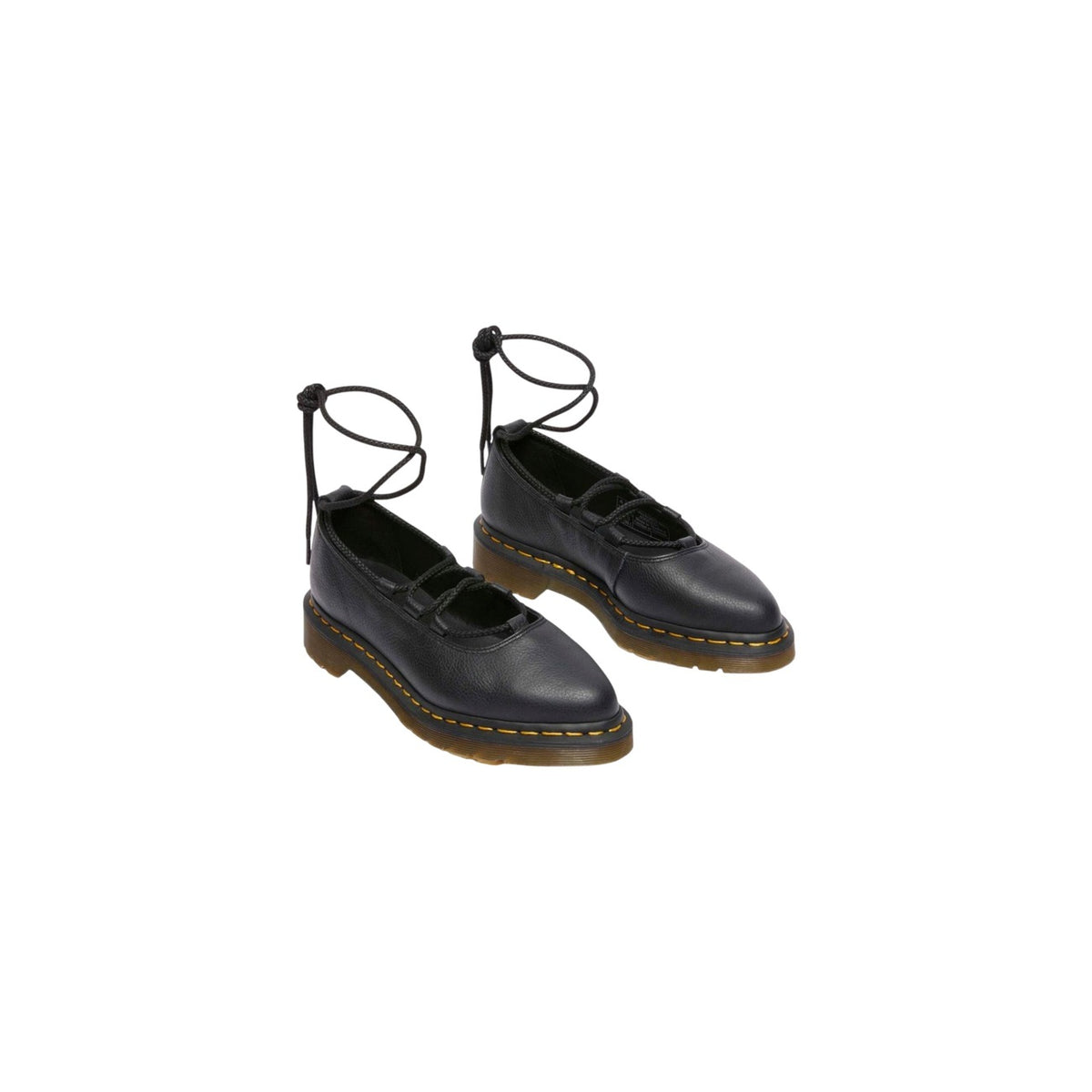 Image 2 : Dr. Martens Elphie II noires vue profil chaussures basses cuir femme — delvale