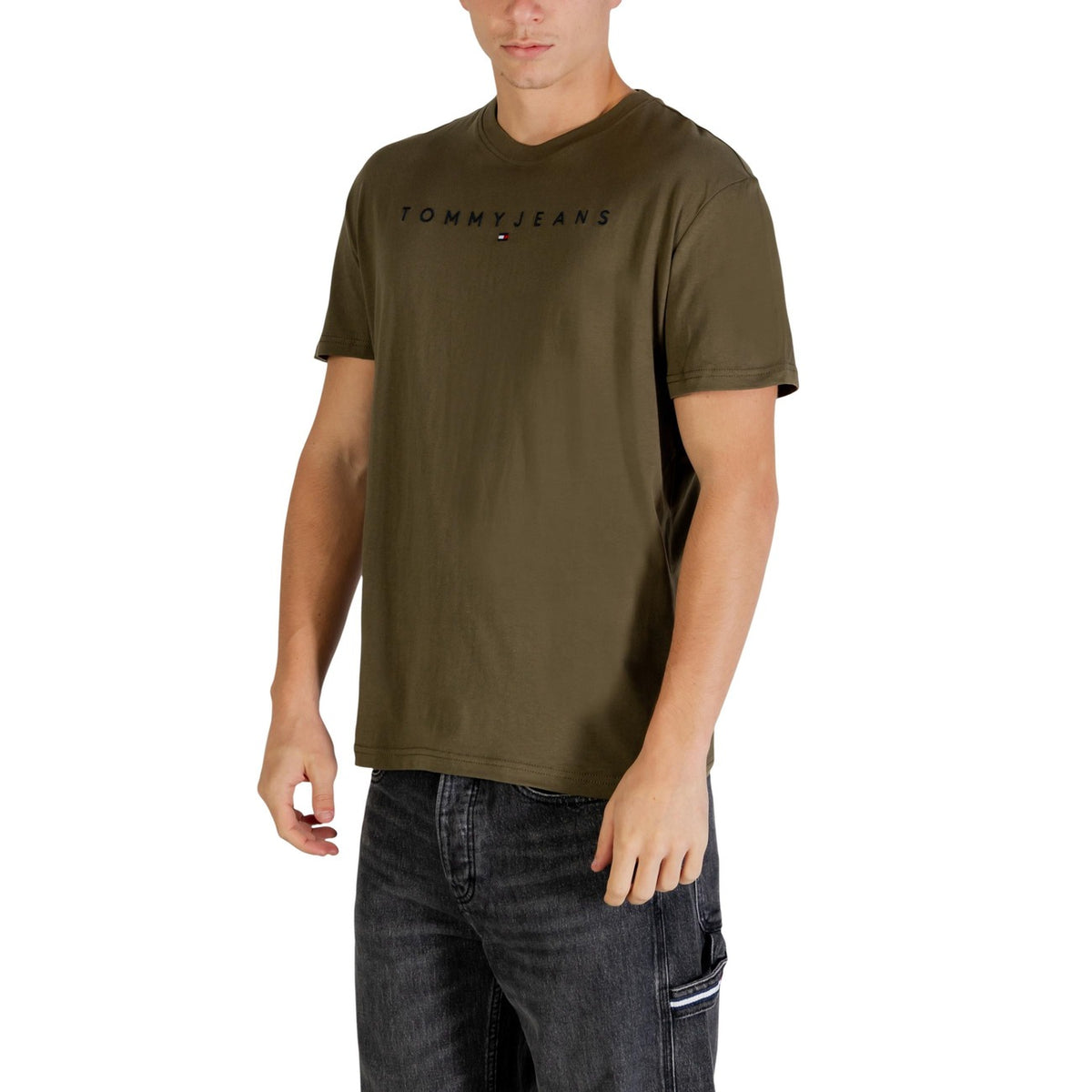 Image 2 : T-shirt homme vert Tommy Hilfiger Jeans, détail de la coupe et des finitions — Delvale