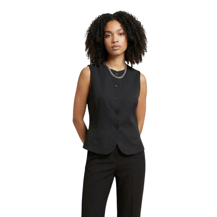 Image 1 : Gilet Only noir femme sans manches avec fermeture boutonnée, vue de face — Delvale