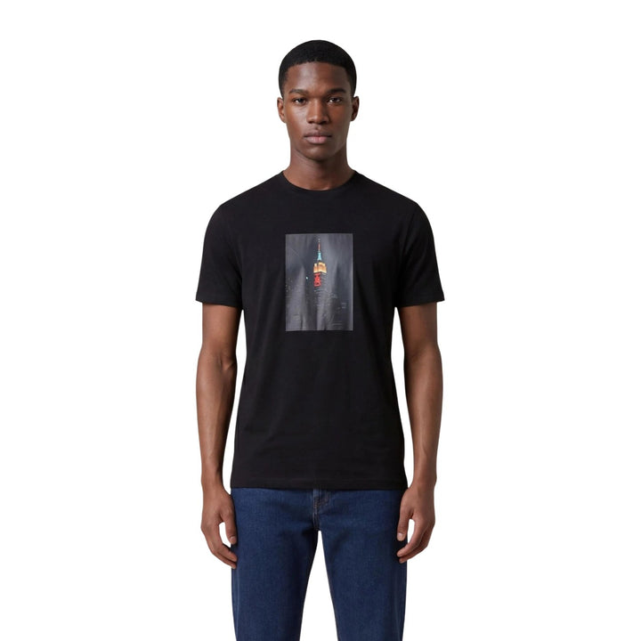 T-shirt Armani Exchange homme noir print façade coton manches courtes – vue de face
