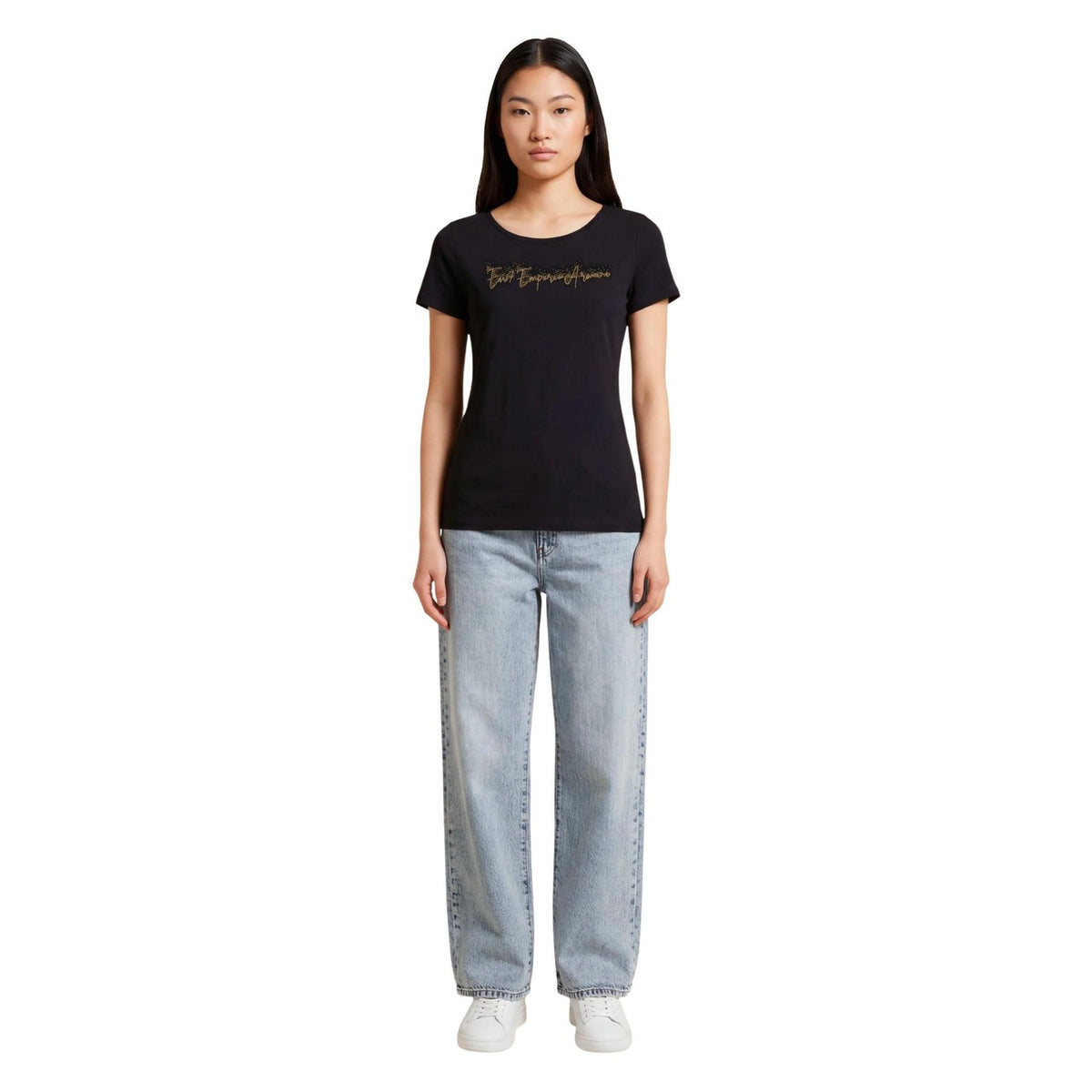 Image 3 : Vue dos t-shirt Ea7 femme noir ajusté imprimé moderne — delvale