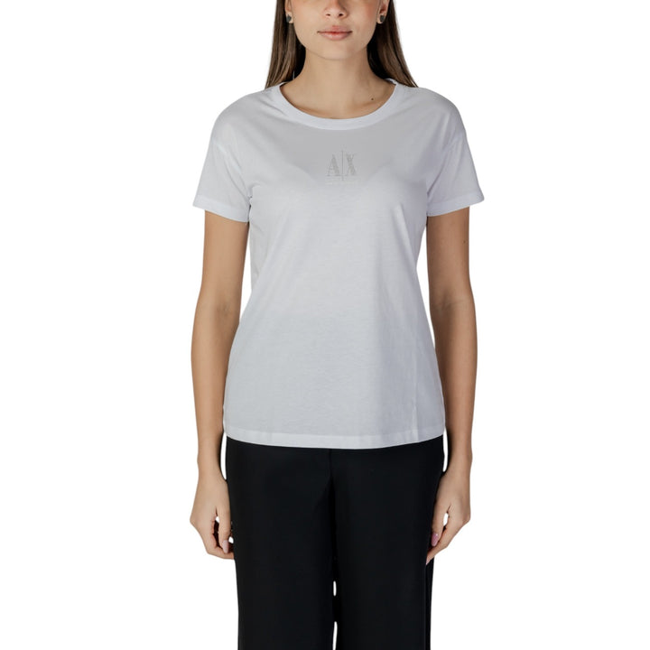 Image 1 : T-shirt blanc Armani Exchange femme coton col rond manches courtes — Delvale