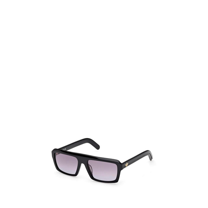 Image 1 : Lunettes de soleil Adidas Originals homme monture carrée noire en acétate, vue de trois quarts, verres dégradés gris-violet — Delvale