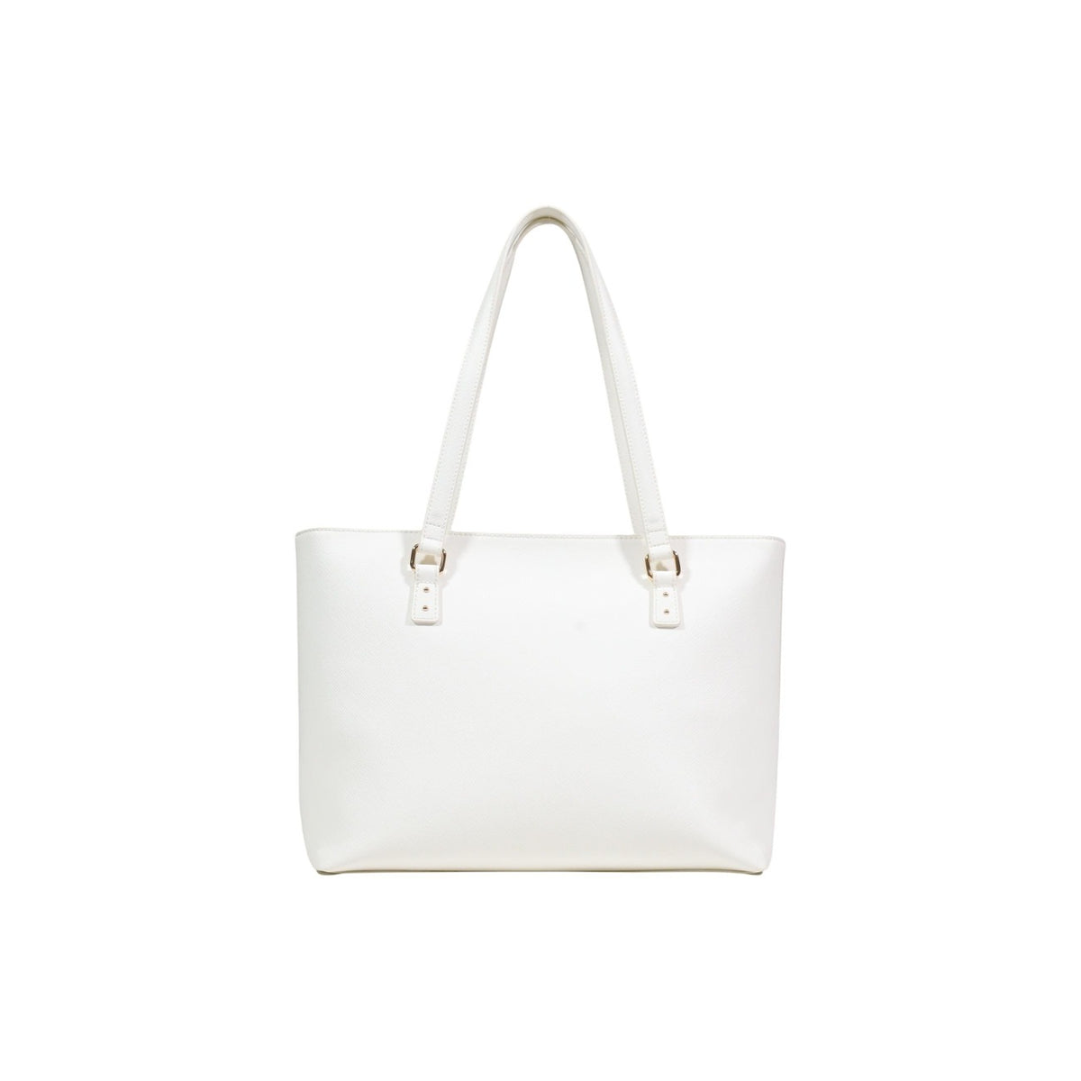 Image 3 : Détail logo Liu Jo Milano embossé sur sac cabas blanc nacré, finition lisse satinée — Delvale