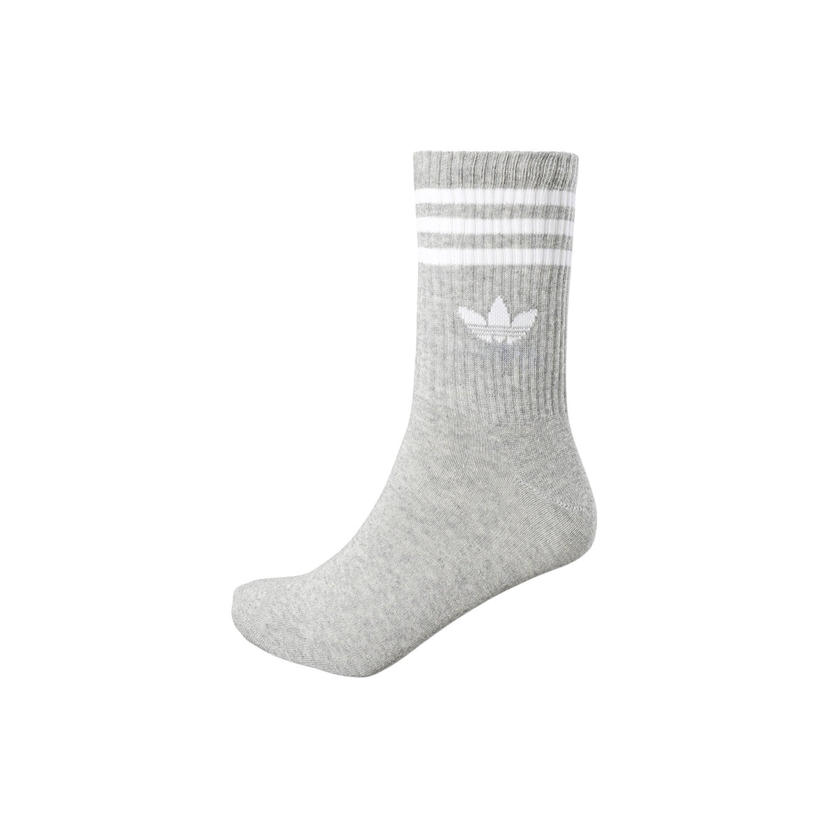 Image 2 : Chaussettes Adidas Originals Trefoil trois bandes, lot de 3 paires homme disposées en éventail sur fond blanc — Delvale