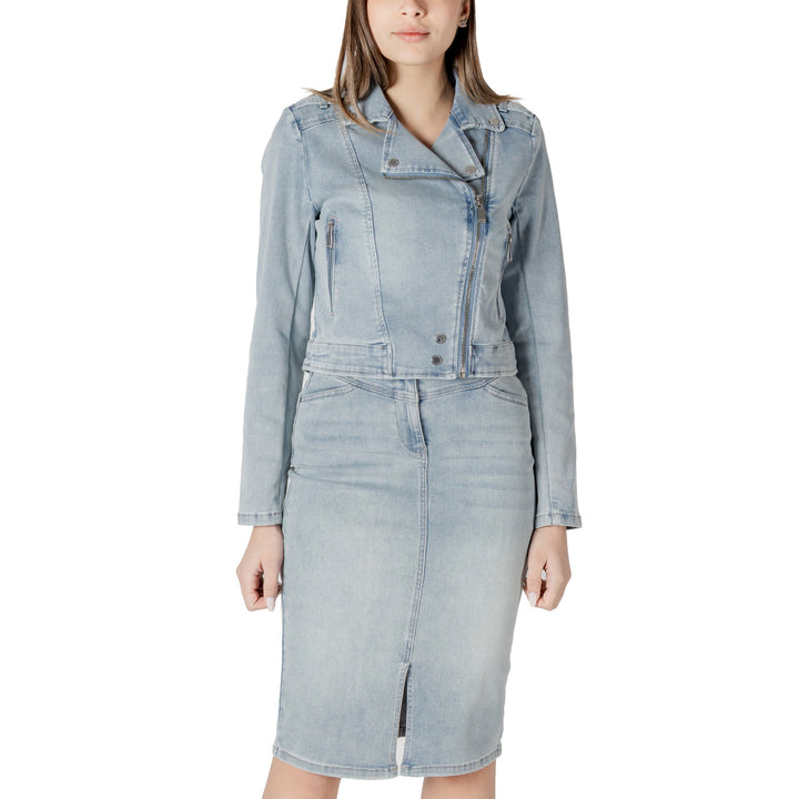 Image 1 : Veste femme Morgan De Toi bleu azur avec fermeture éclair latérale et manches longues — delvale