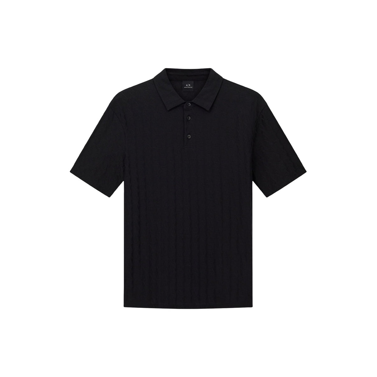 Polo Armani Exchange homme noir à plat — col boutons coton manches courtes Ref. XM001292