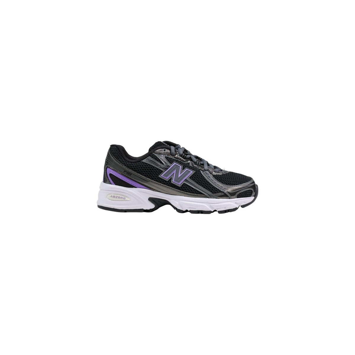 Image 1 : Baskets New Balance 740 femme noir et violet, vue de profil avec détails mesh et renforts synthétiques — Delvale