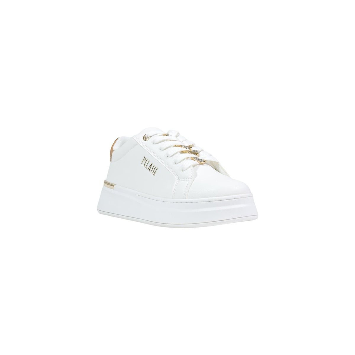 Image 2 : Vue latérale des baskets femme blanches Alviero Martini Prima Classe avec détail plateforme — Delvale