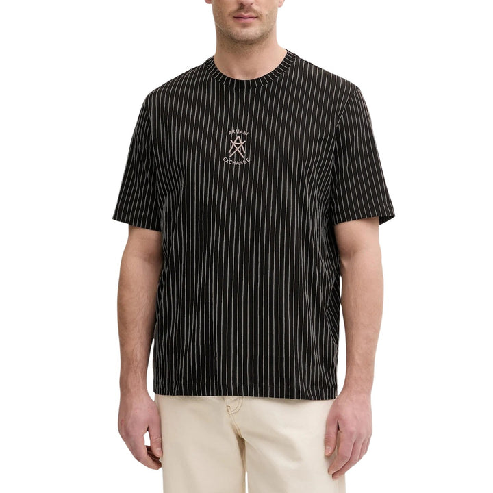 Image 1 : T-shirt Armani Exchange homme noir à rayures, manches courtes et encolure ronde — Delvale