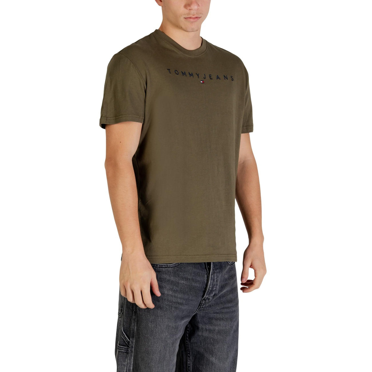 Image 3 : T-shirt homme vert olive manches courtes Tommy Hilfiger Jeans, vue d'ensemble — Delvale