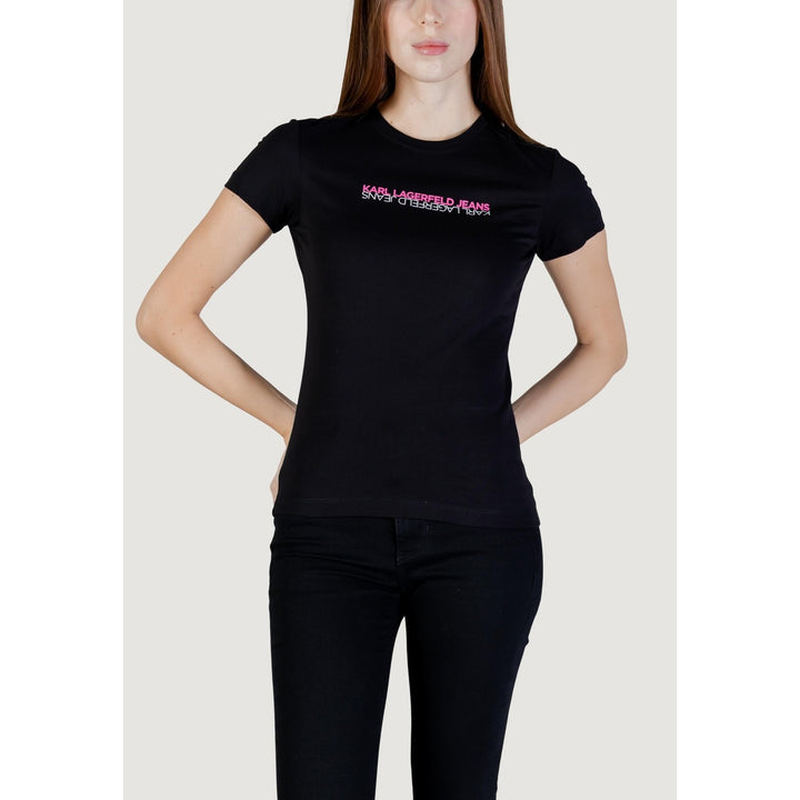 Image 1 : T-shirt Karl Lagerfeld Jeans femme noir avec col rond et impression moderne — delvale