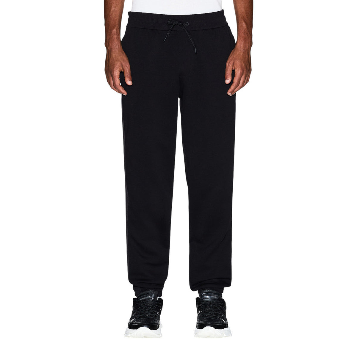 Image 1 : Pantalon noir Armani Exchange homme avec fermeture lacets et coupe moderne — Delvale