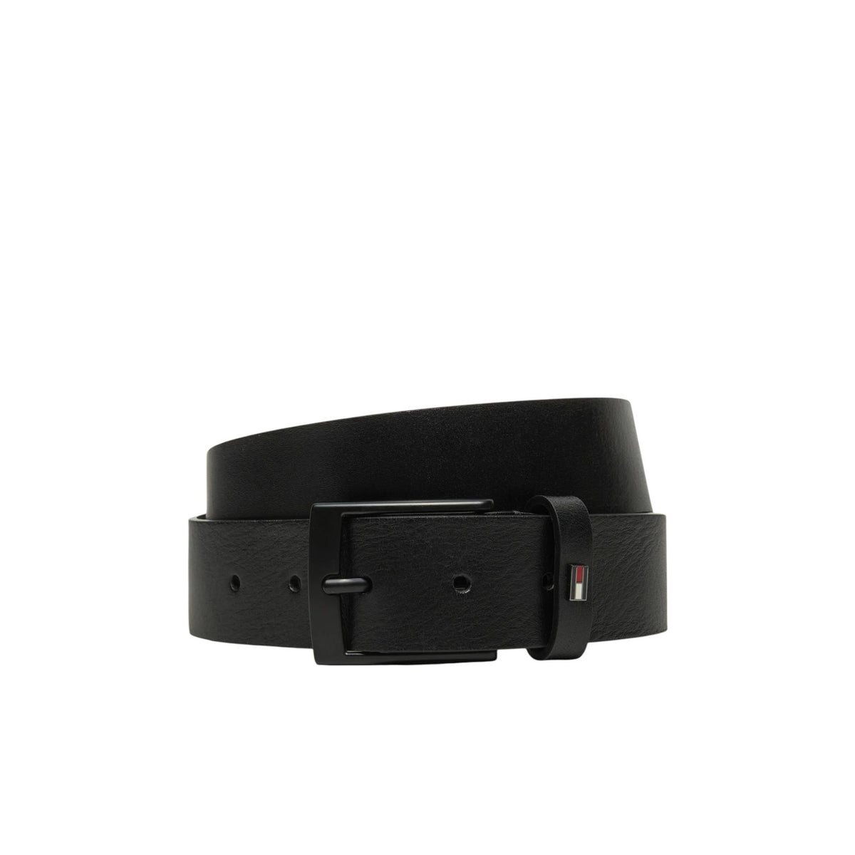 Image 4 : Ceinture Tommy Hilfiger homme cuir bleu marine posée à plat, boucle noire et logo discret, style monochrome élégant — Delvale
