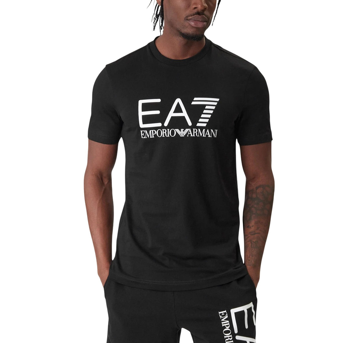 Image 5 : Vue arrière du t-shirt EA7 noir homme, coupe droite — Delvale