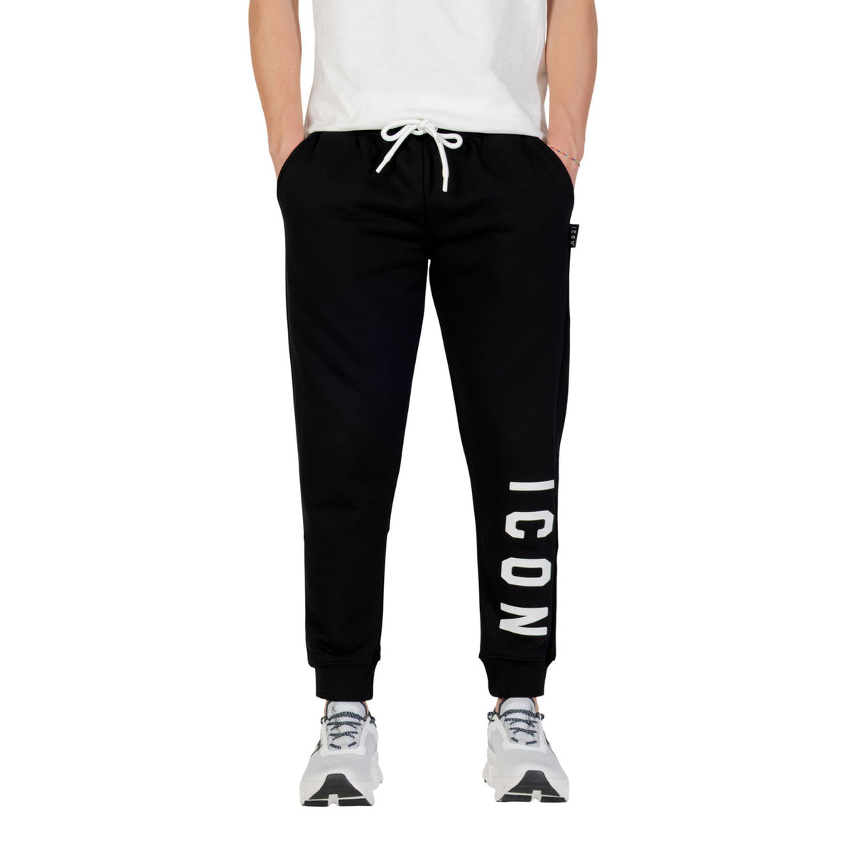 Image 1 : Pantalon Icon homme noir avec motif impression, vue de face — delvale