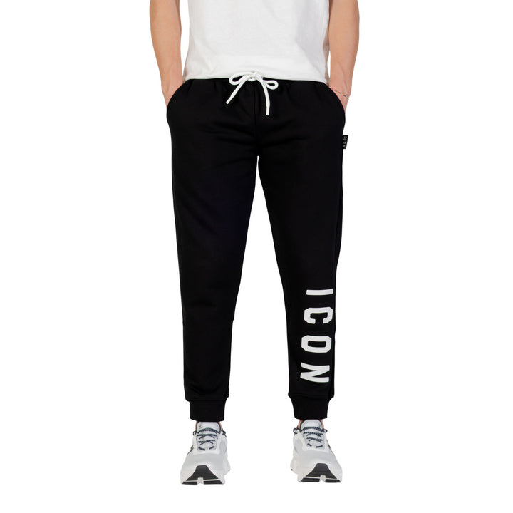 Image 1 : Pantalon Icon homme noir avec motif impression, vue de face — delvale
