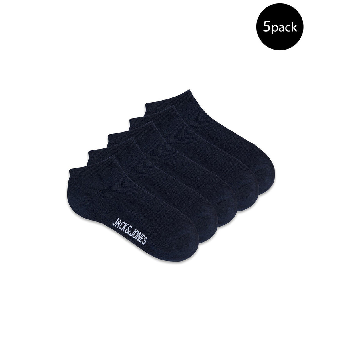Image 1 : Lot de 5 paires de chaussettes basses homme Jack & Jones coloris marine, vue d'ensemble empilées — Delvale