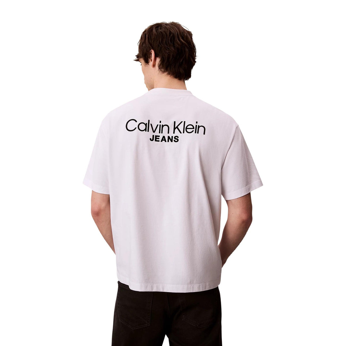 Image 3 : T-shirt coton blanc Calvin Klein Jeans homme, vue de dos — delvale