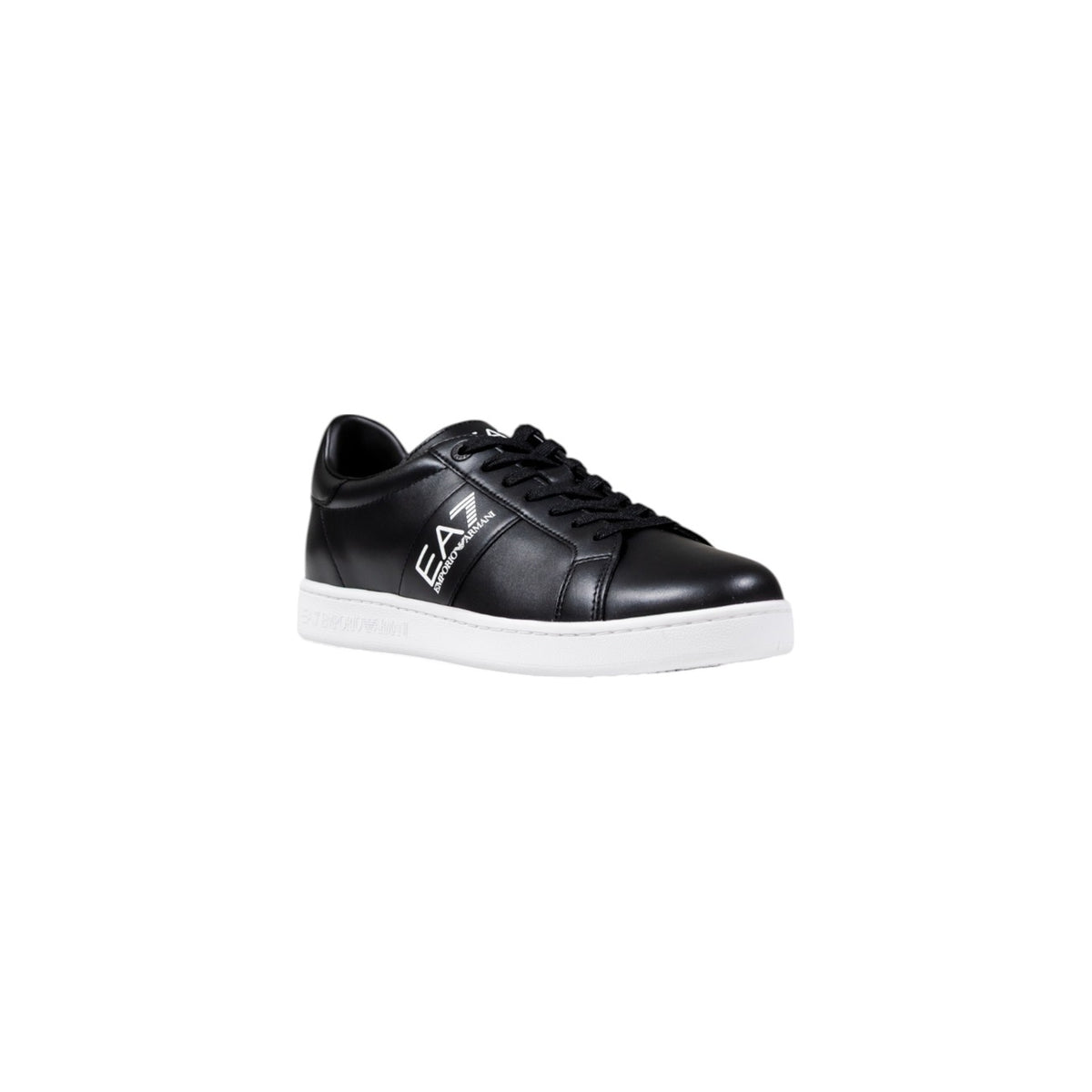 Image 2 : Vue détail baskets EA7 Emporio Armani homme cuir noir lacets maintien optimal — Delvale