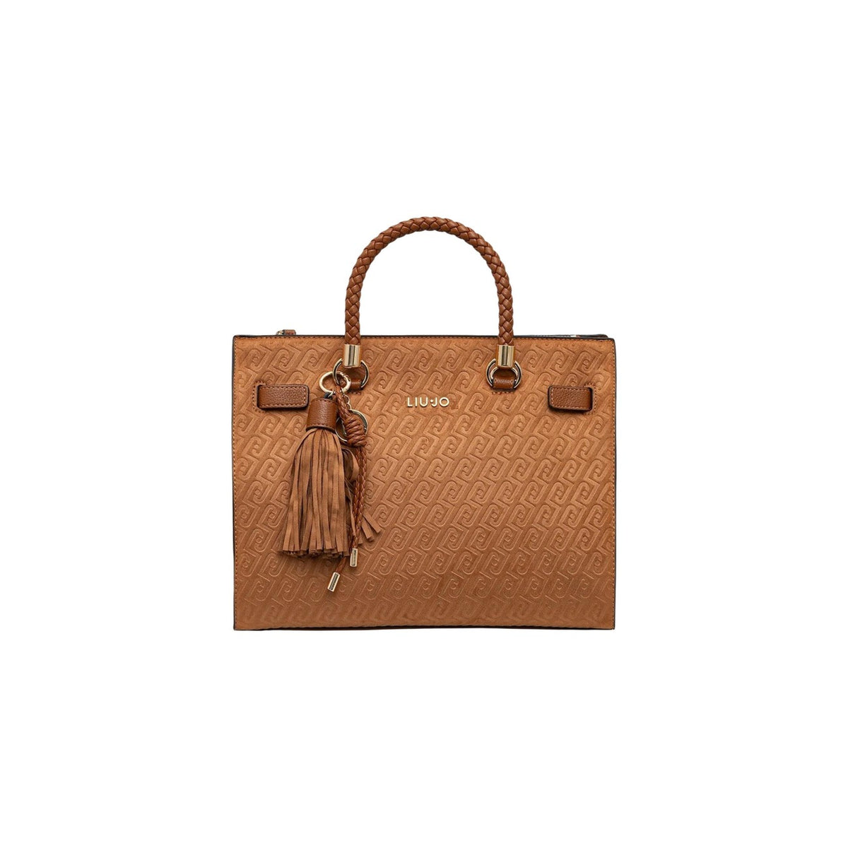 Image 4 : Sac tote Liu Jo beige structuré bandoulière réglable fond blanc vue complète — Delvale