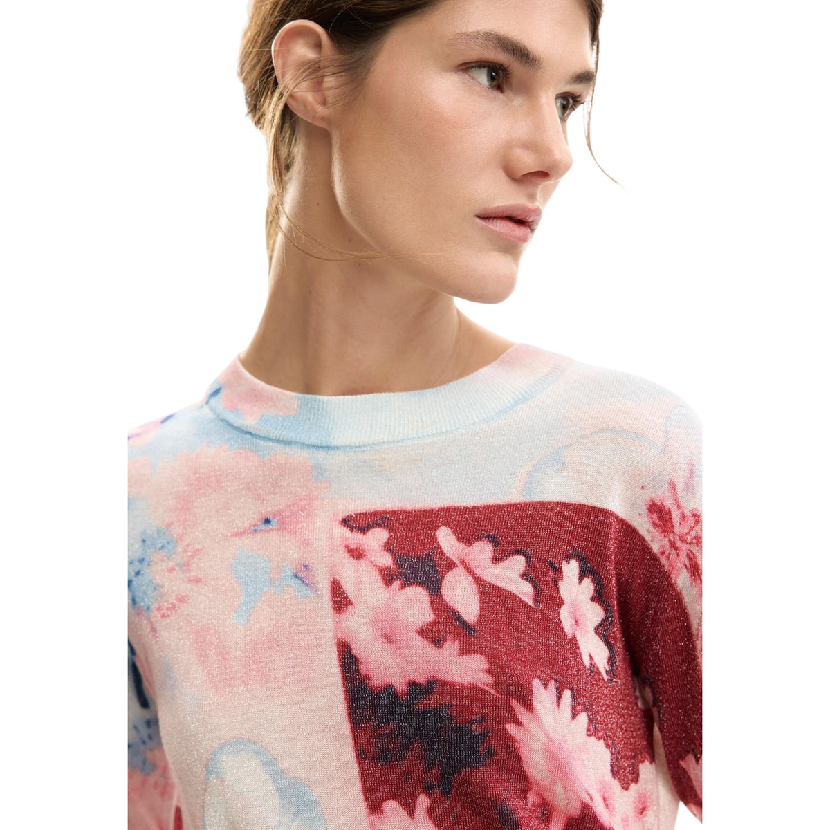 Image 3 : Pull femme Desigual rose style bohème avec finitions métallisées — delvale