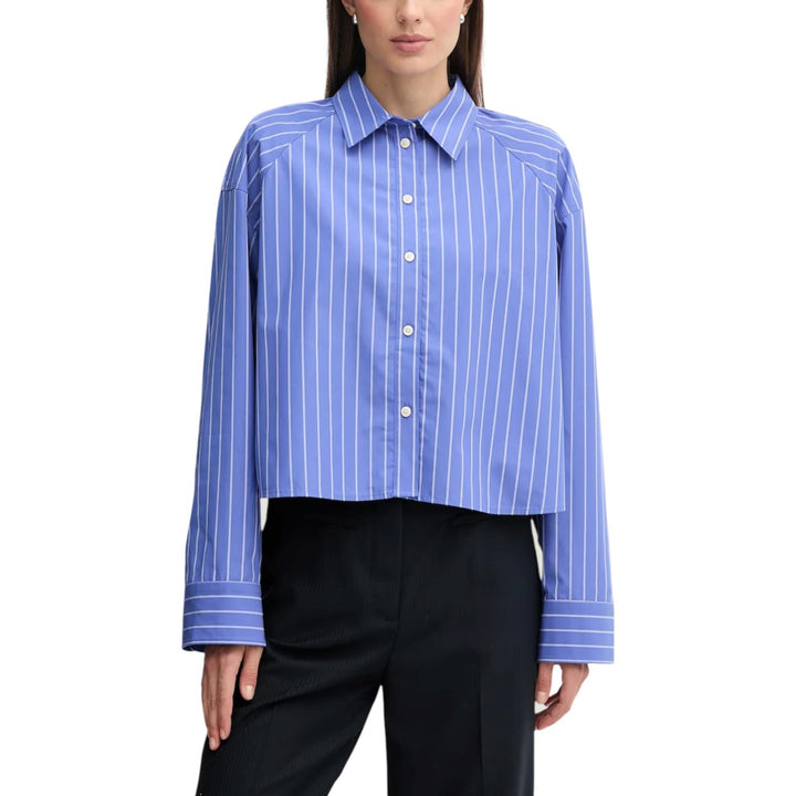Image 1 : Chemise Calvin Klein Jeans femme rayures bleues manches longues, vue de face — delvale