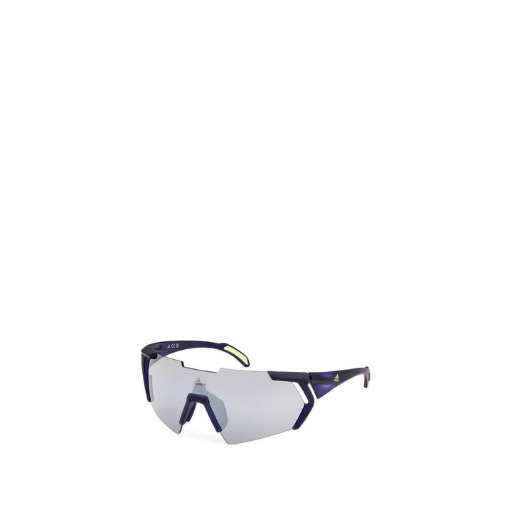 Image 1 : Lunettes de soleil sport Adidas Originals monture bleu marine écran miroir argent, vue de trois quarts — Delvale