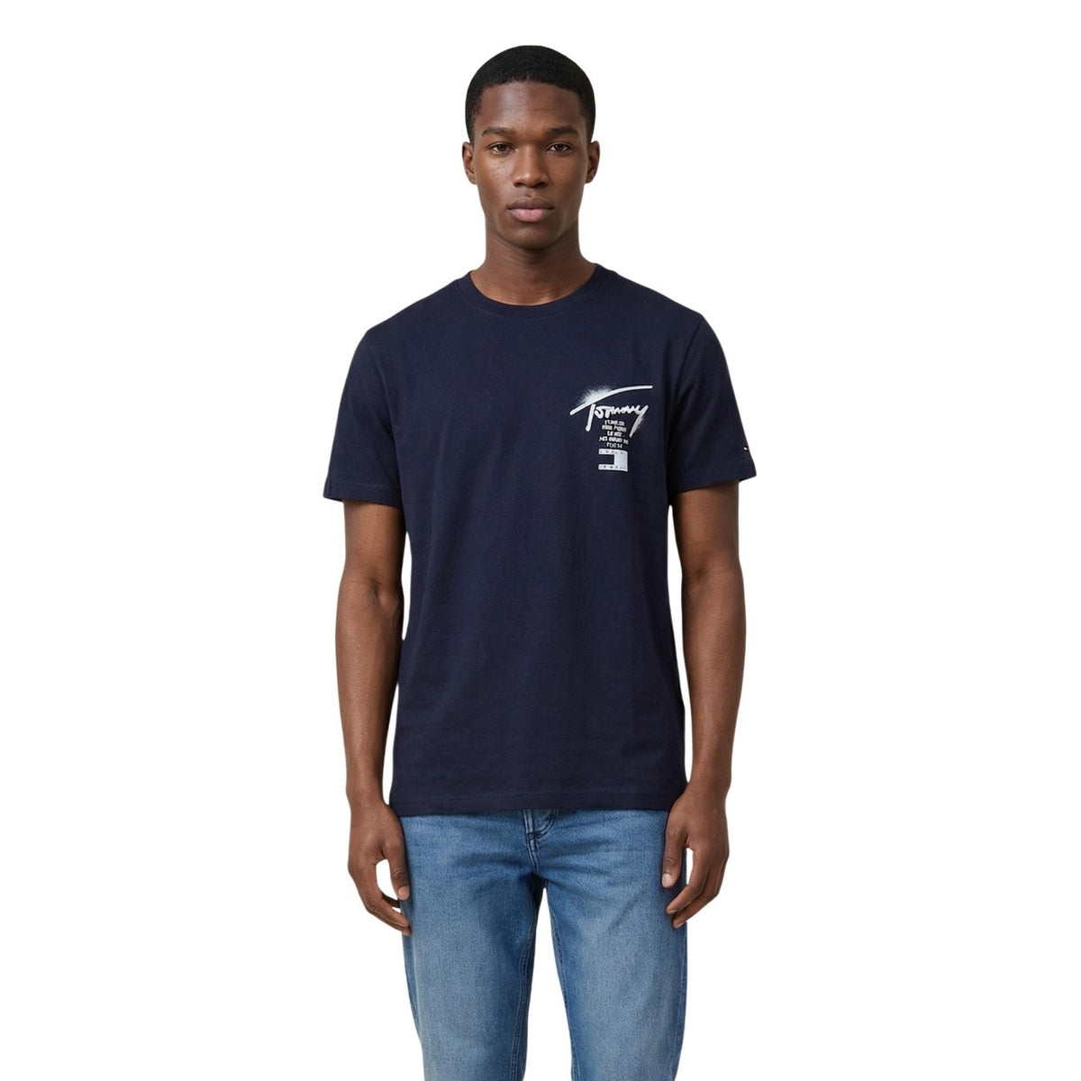 Image 5 : Détail de la finition col rond du t-shirt Tommy Hilfiger Jeans blanc — Delvale