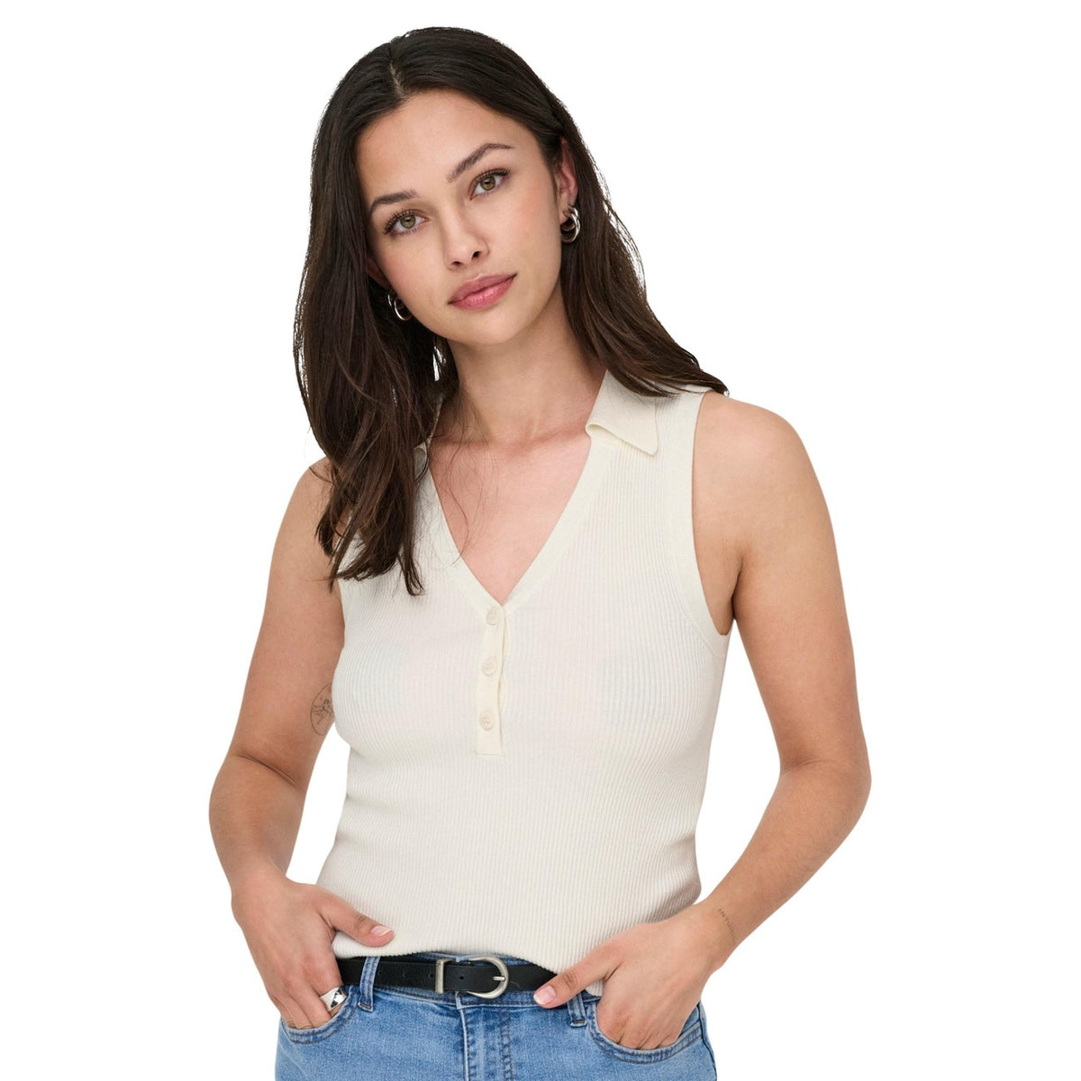 Image 5 : Débardeur femme jaune Jacqueline De Yong, style décontracté chic boutonné — delvale
