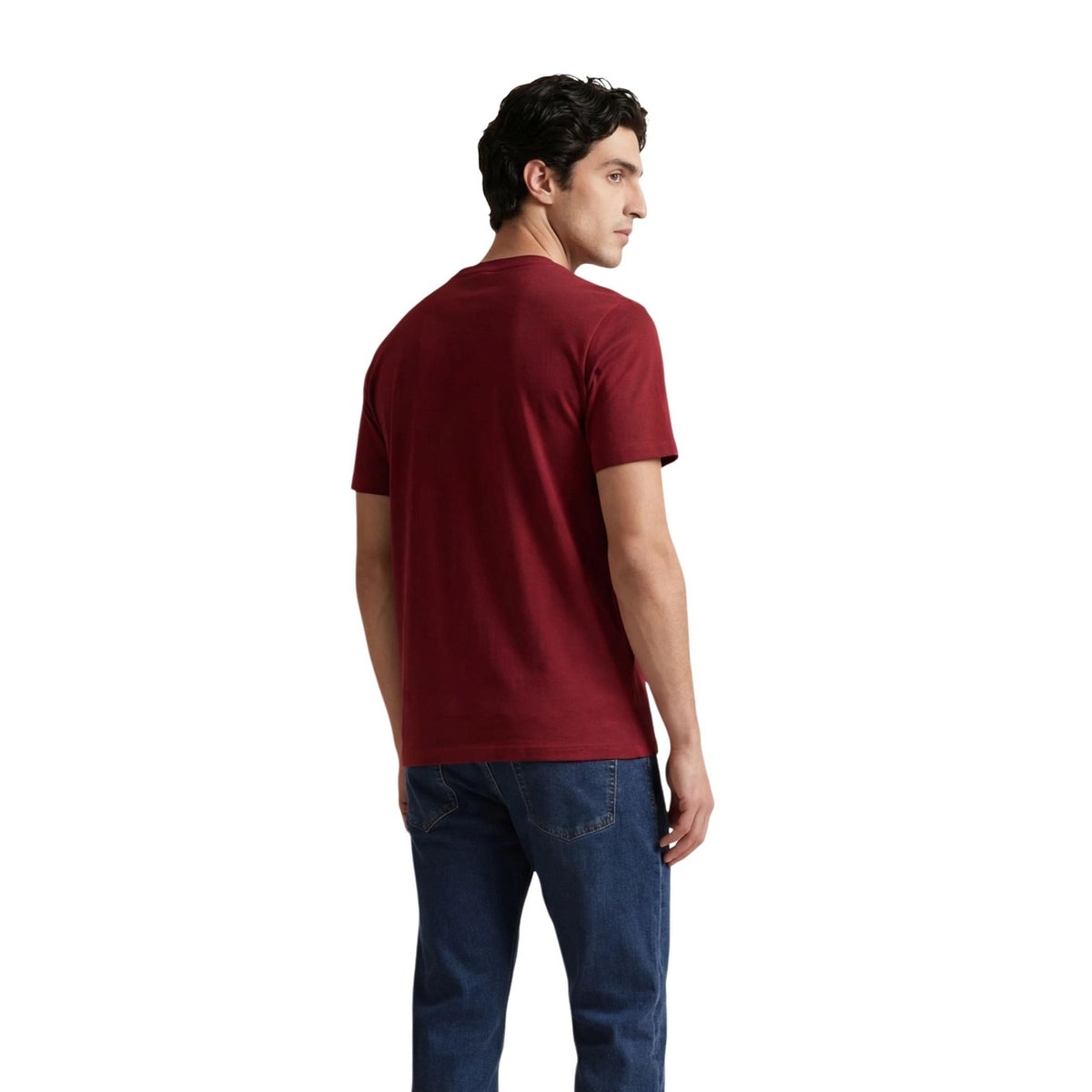 Image 2 : Détail col rond t-shirt Armani Exchange bordeaux coton — Delvale