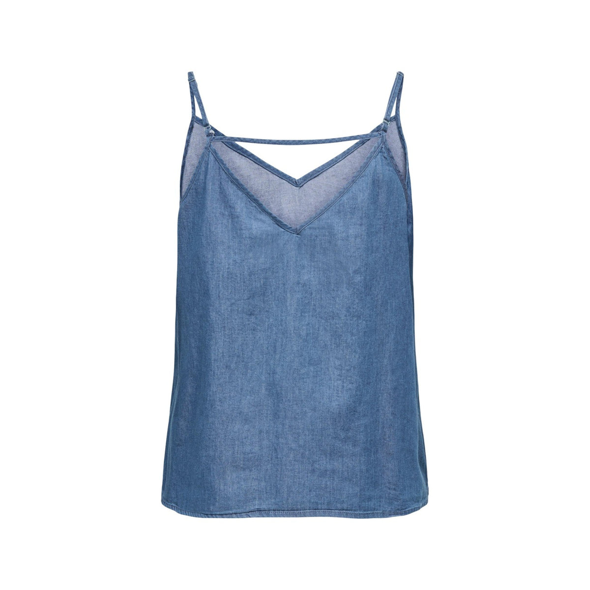 Image 4 : Look casual chic avec le débardeur Only bleu porté sur un jean droit délavé, silhouette féminine et décontractée — Delvale